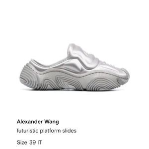 Alexander Wang silver futuristic platform slides IT39